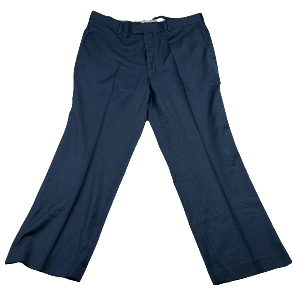Perry Ellis Portfolio Dress Pants Mens 40x30 Blue Straight Leg Oxford Business